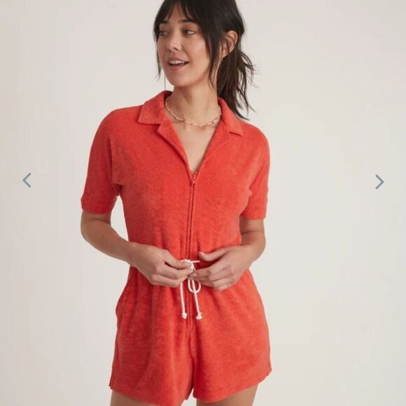 Marine Layer Terry Out Romper In Red